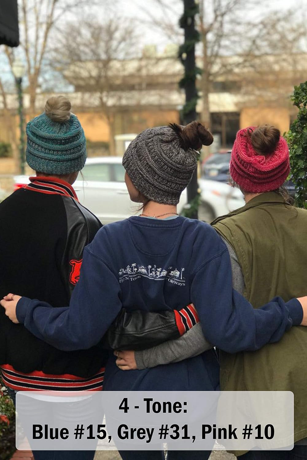 Women's Ponytail Beanie - Soft Ribbed Knit Cap for Messy Buns in Solid, Confetti, and Multi-Tone Styles