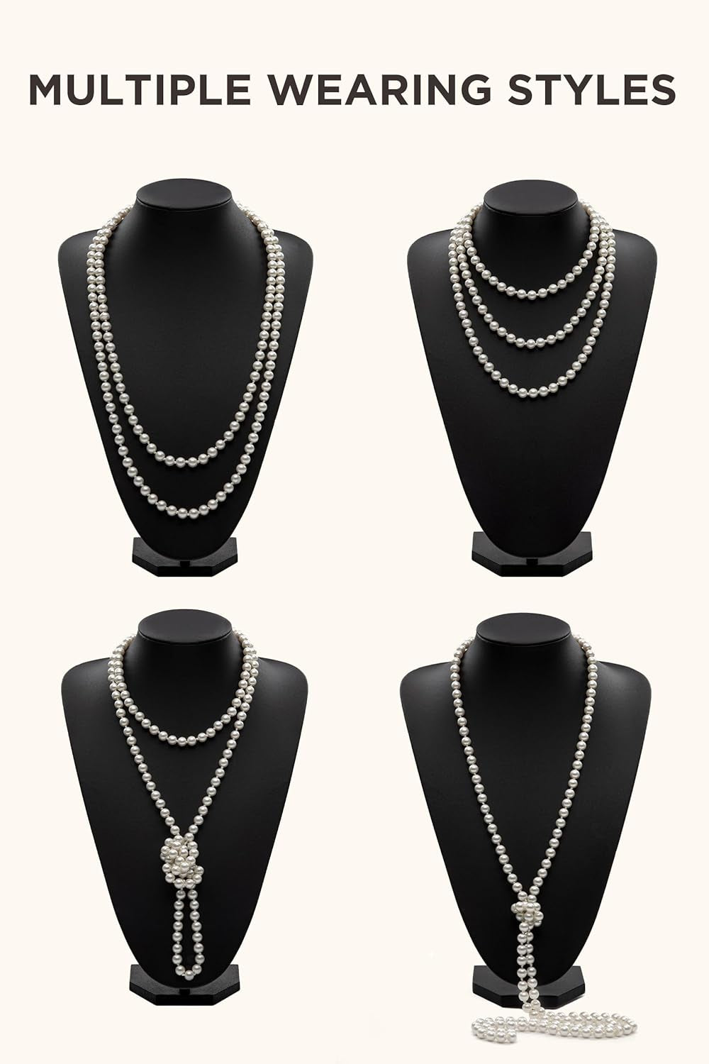 1920s Flapper Costume Accessories Set: Headband, Pearl Necklace, Gloves, and Plastic Holder