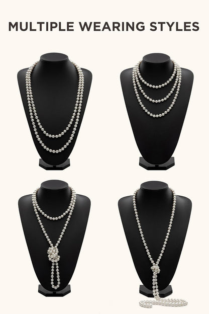 1920s Flapper Costume Accessories Set: Headband, Pearl Necklace, Gloves, and Plastic Holder