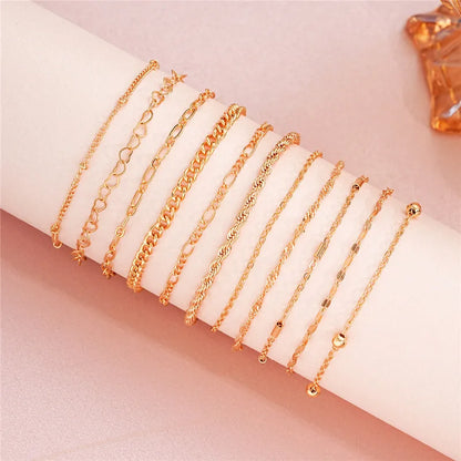 Cuban Chain Bracelet Set for Women, Gold Color, Boho Retro, Thick Twist, Trendy Quality Jewelry Gifts, 11Pcs, 2024