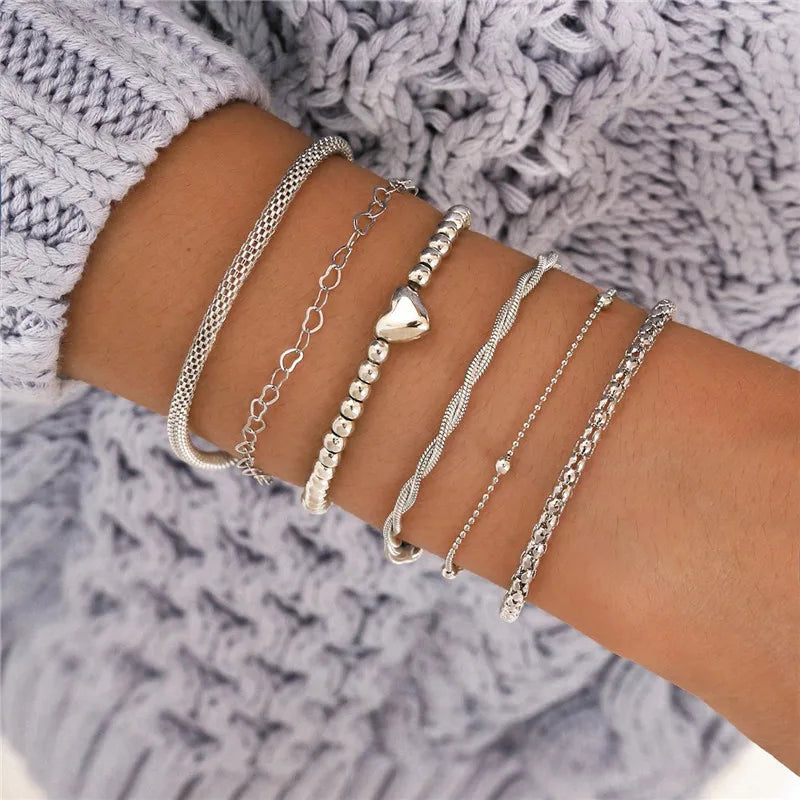 Cuban Chain Bracelet Set for Women, Gold Color, Boho Retro, Thick Twist, Trendy Quality Jewelry Gifts, 11Pcs, 2024