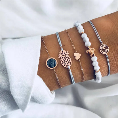 Cuban Chain Bracelet Set for Women, Gold Color, Boho Retro, Thick Twist, Trendy Quality Jewelry Gifts, 11Pcs, 2024