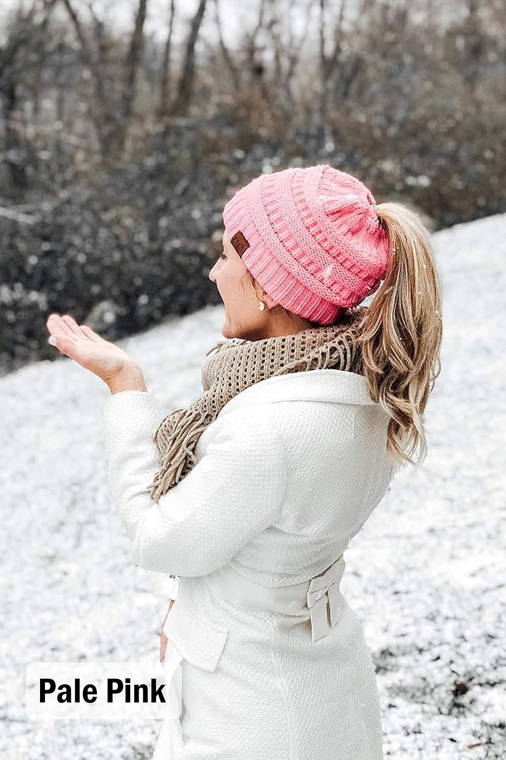 Women's Ponytail Beanie - Soft Ribbed Knit Cap for Messy Buns in Solid, Confetti, and Multi-Tone Styles