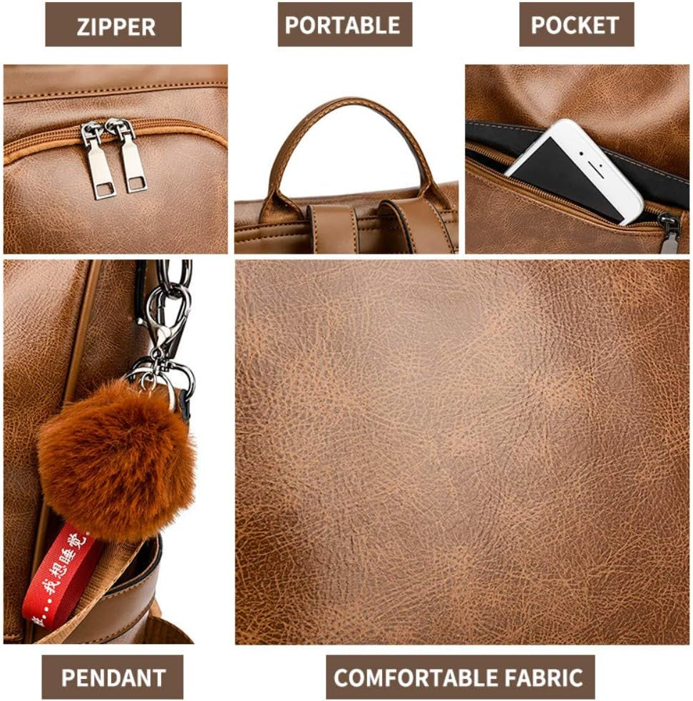 Women's PU Leather Anti-Theft Backpack Purse - Casual Shoulder Bag and Fashion Satchel